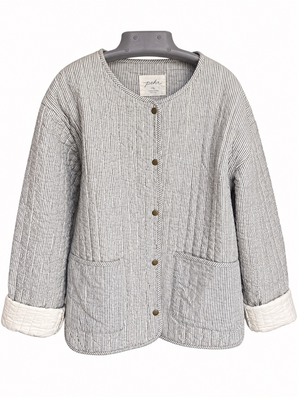 Pehr Women’s Railroad Jacket Striped Quilted Organic L/XL
